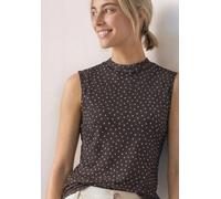 Mesh-Top STREET ONE, Damen, Gr. 40, schwarz coffee, Stoff, Obermaterial: 95% Polyester, 5% Elasthan. Futter: 100% Viskose, gemustert, comfort fit normal, hoch geschlossener Ausschnitt, normaler Saum,