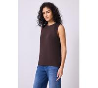 Mesh-Top STREET ONE STUDIO, Damen, Gr. 44, rot (fudge rot), Stoff, 95% Viskose, 5% Elasthan, unifarben, normal normal, Rundhals, abgesteppt, Tops, aus elastischem Materialmix (50482860-44) fudge rot