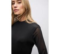 Langarmshirt STREET ONE, Damen, Gr. 44, schwarz, Stoff, Obermaterial: 95% Polyester, 5% Elasthan; Futter: 100% Viskose, unifarben, comfort fit normal, Rundhals, abgesteppt, Shirts Langarmshirt, mit Tu