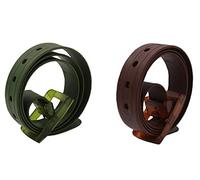 MESHIKAIER Unisex Casual Gürtel aus Silikon Damen Herren Silikon Gürtel + Kunststoff Schnalle (Braun+Armee Grün)