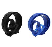 MESHIKAIER Unisex Casual Gürtel aus Silikon Damen Herren Silikon Gürtel + Kunststoff Schnalle (Schwarz+Dark Blau)