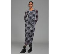 Meshkleid BRUNO BANANI "in moderner Midi-Länge", Damen, Gr. 48, N-Gr, grau (anthrazit, geblümt), Mesh, Jersey, Obermaterial: 95% Polyester, 5% Elasthan. Futter: 100% Polyester, geblümt, gemustert, fig
