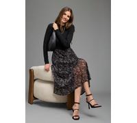 Meshkleid LAURA SCOTT, Damen, Gr. 46, N-Gr, braun (schwarz, braun), Jersey, Obermaterial: 95% Viskose, 5% Elasthan. Futter: 100% Polyester. Rock: 95% Polyester, 5% Elasthan, figurbetont wadenlang, Kle