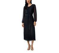 Meshkleid S.OLIVER BLACK LABEL, Damen, Gr. 42, N-Gr, schwarz (navy), Mesh;Web, Obermaterial: 100% Polyester, unifarben, körpernah 7/8-Länge, Rundhals, elastischer Bund, Kleider, mit seitlichem Bindegü