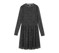 Meshkleid S.OLIVER JUNIOR, Mädchen, Gr. 164, N-Gr, schwarz (schwarz aop), Web, Obermaterial: 92% Polyester, 8% Elasthan. Futter: 95% Viskose, 5% Elasthan, animal-print, normal kniebedeckend, Rundhals,