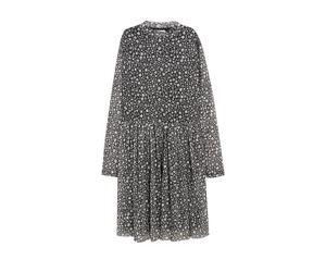 Meshkleid S.OLIVER JUNIOR, Mädchen, Gr. 164, N-Gr, schwarz-weiß (schwarz aop), Mesh, Obermaterial: 92% Polyester, 8% Elasthan, bedruckt, knieumspielend, Kleider, Pflegeleichter, elastischer Mesh, Jers