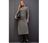 Street One Damen Mesh-Kleid mit Leo-Muster Beige Größe 42