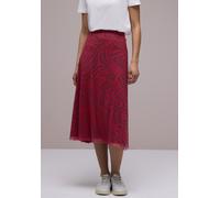 Meshrock STREET ONE, Damen, Gr. 44, salsa rot, Stoff, Obermaterial: 95% Polyester, 5% Elasthan; Futter: 100% Viskose, gemustert, comfort fit normal, Röcke, in Midi-Länge (11102247-44) salsa rot