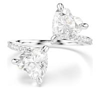 Mesmera Offener Ring, Herzschliff, Pavé, Weiß, Rhodiniert 58