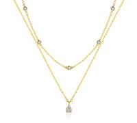 Mesovor Diamant Kette für Damen, Zierliche Goldkette 18 Karat Vergoldete Mehrlagige Halsketten | Quadrat Träne Kreuzen Perle Tropfen Halskette Schmuck Geschenke für Mädchen (Tropfen cz-gold)