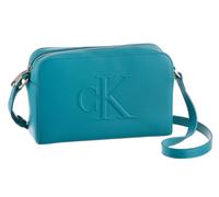 Messenger Bag CALVIN KLEIN JEANS "SCULPTED EW CAMERA BAG20", Damen, Gr. B/H/T: 20cm x 13cm x 5,5cm, blau (türkis), Lederimitat, unifarben, Taschen, kleine Umhängetasche, Schultertasche Damen mit CK-Pr