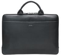 Messenger Bag JOOP "cardona samu briefbag shz", Damen, Gr. B/H/T: 38cm x 27cm x 2cm, schwarz, Leder, leicht glänzend, unifarben, Taschen Messenger Bag, im Trolley-Aufsteck-System (86595608-0)