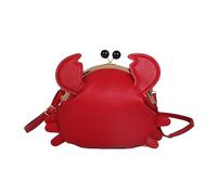 Messenger Bag Schnalle Damen Krabbe Tasche Lustige Tier Crossbody Tasche Casual Damentasche PU Leder Schultertasche Leder Rucksack Messenger, rot, Einheitsgröße
