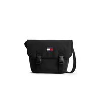 Messenger Bag TOMMY JEANS "TJM ESS DAILY MESSENGER", Damen, Gr. B/H/T: 33cm x 22cm x 14cm, schwarz, Textil, Taschen, Damen Schultertasche, Geschäftstasche mit Logo-Aufnäher (56020013-0) schwarz