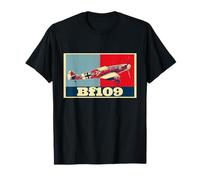 Messerschmitt Bf109 Fighter Airplane T-Shirt WW2 Bundeswehr WWII Herrenwaren Kleidung Militärflugzeug T-Shirt
