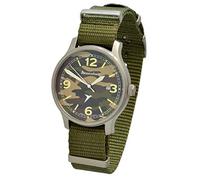 Messerschmitt Fliegeruhr ME-42A Camouflage Textilband Edelstahl Gehäuse und Dornschließe (grün)