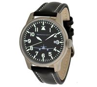 Messerschmitt Fliegeruhr ME262M-Ti schwarzes Lederarmband 5 ATM Ronda Quarzwerk Titan
