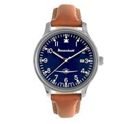 Messerschmitt ME42-108L Herrenuhr Flieger mit Lederband Braun/Blau