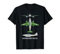 Messerschmitt Me 262 Deutscher WW2 Jet Fighter Flugzeug Diagramm T-Shirt, Herren, Schwarz, XL