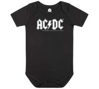 Metal Kids AC/DC Logo - Baby Body Kurzarm | Strampler Bio-Baumwolle Jungen Mädchen, Farbe: schwarz, Größe: 80/86