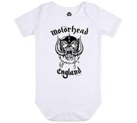 Metal Kids Motörhead England - Baby Body Kurzarm | Strampler Bio-Baumwolle Jungen Mädchen, Farbe: weiß, Größe: 68/74