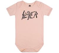 Metal Kids Slayer Logo - Baby Body Kurzarm | Strampler Bio-Baumwolle Jungen Mädchen, Farbe: hellrosa, Druckfarbe: schwarz, Größe: 68/74