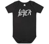 Metal Kids Slayer Logo - Baby Body Kurzarm | Strampler Bio-Baumwolle Jungen Mädchen, Farbe: schwarz, Druckfarbe: weiß, Größe: 80/86