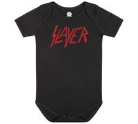 Metal Kids Slayer Logo - Baby Body Kurzarm | Strampler Bio-Baumwolle Jungen Mädchen, Farbe: schwarz, Druckfarbe: rot, Größe: 80/86
