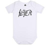 Metal Kids Slayer Logo - Baby Body Kurzarm | Strampler Bio-Baumwolle Jungen Mädchen, Farbe: weiß, Druckfarbe: schwarz, Größe: 56/62