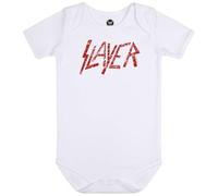 Metal Kids Slayer Logo - Baby Body Kurzarm | Strampler Bio-Baumwolle Jungen Mädchen, Farbe: weiß, Druckfarbe: rot, Größe: 68/74