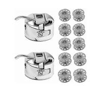 Metal Sewing Machine Bobbins Set with 10 Bobbins and 2 Bobbin Cases for Singer, Brother, Janome, Toyota, Elna & Bernina Machines