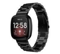 Metall Armband Kompatibel mit Fitbit Versa 3/Versa 4 /Sense/Sense 2 Armbänder, Edelstahl Ersatzarmband Uhrenarmband für Damen Herren (Schwarz)