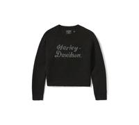 Metallic Script Intarsia Sweater Damen Pullover Harley Black, S S schwarz