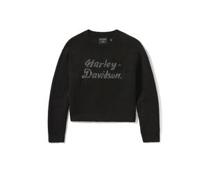 Metallic Script Intarsia Sweater Damen Pullover Harley Black, S S schwarz
