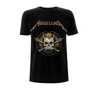 Metallica Gold Skull James Hetfield Lars Ulrich offiziell Männer T-Shirt Herren (Medium)