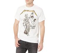 Metallica Herren-T-Shirt, Standard, „Justice for All“, Weiss/opulenter Garten, Klein
