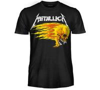 Metallica T-Shirt Pushead Flaming Skull Offizielles Rock T-Shirt Heavy Metal Band Unisex Erwachsene Jungen, Flaming Skull, L