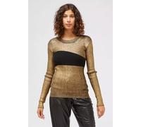 Metallischer Strickpullover Goldschwarz EU44