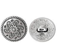 Metallknöpfe Ösenknöpfe 20 Stück mit Blumen-Muster antiksilber Ø ca. 15mm