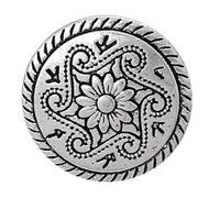 Metallknöpfe Ösenknöpfe 20 Stück mit Blumen-Muster antiksilber Ø ca. 15mm