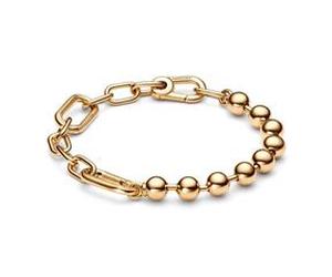 Metallperlen und Gliederkettenarmband, ME, vergoldet