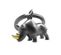 METALMORPHOSE - 3D Metall Schlüsselanhänger Schwarzes Nashorn - Tier Schlüsselanhänger - Geschenk für Mann und Frau - Originelles Accessoire - MTM271-01