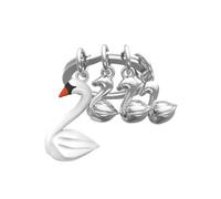 Metalmorphose MTM112-01 Schlüsselanhänger mit weißem Schwan und seinen 3 silbernen Babys, Weiß und Chrom, L, Einzigartig