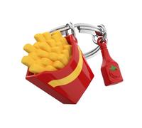 METALMORPHOSE - Schlüsselanhänger Pommes Frites und Ketchup, Schlüsselanhänger Fun, Fastfood - originelles Geschenk für Damen und Herren, rot, one size