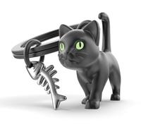 METALMORPHOSE - Schwarze Katze Schlüsselanhänger mit Leuchtenden Augen - Geschenk für Kinder, Mann und Frau
