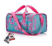 meteor 20 40 L Sporttasche Kinder Badetasche Herren schwimmtasche Schultertaschen Reisetasche Urlaubstasche klein Fitnesstasche Riementasche Schule Taschen Kindertaschen (Blue/Pink Flowers, 40 L)