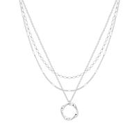 Meteorstarry Halsreif Edelstahl Damen Silber 925 Sterling, 3PCS Layering Lange Silberkette Kette Silber 925 Damen mit Anhänger Halsketten Chain Damenkette für Frauen