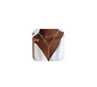 Meteorstarry Lange Y Kette mit Anhänger,Doppelkette Lang Halsreif Silberkette 925 Sterling Silber,Boho Layering Anhänger Halskette Damenkette Jewellery Boho Schmuck Ketten Geschenke für Damen Frauen