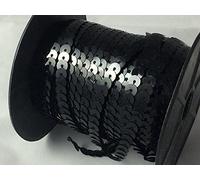 Meterware Paillettenborte Pailletten einreihig, 6mm, glatt, Karneval, Fasching (VE: 5m) - in vielen weiteren glitzernden Farben erhältlich (schwarz VE 5m)