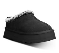 metricfalcon Plateau-Mini-Stiefel für Damen, Hausschuhe, Slipper aus Pelz/Fleecefutter/Wildleder, kurze Stiefeletten, Schwarz, 38 EU